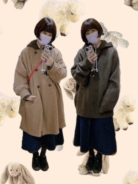 「仕事着」｜「アイテム（その他アウター）」を使った、チャッキーナ 𓆌さん（レディース・160cm）の冬コーディネート