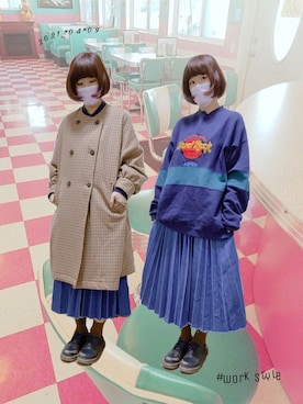 「仕事着」｜「アイテム（その他アウター）」を使った、チャッキーナ 𓆌さん（レディース・160cm）の春コーディネート