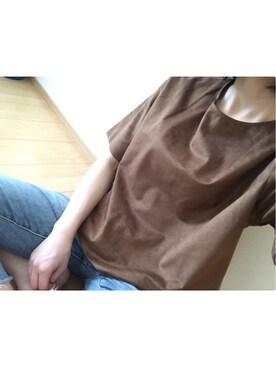 「UNIQLO（ユニクロ）のアイテム（トップス、ブラウン系）」を使った、さのんさん（レディース・157cm）の夏コーディネート