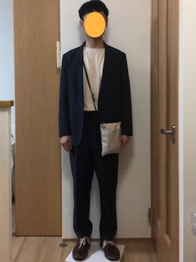 「お仕事スタイル」｜「アイテム（スラックス）」を使った、アドバンストRyoさん（メンズ・170cm）の春コーディネート