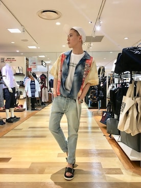 「5351 POUR LES HOMMES（ゴーサンゴーイチプールオム）のアイテム（帽子）」を使った、大澤 拓也さん（メンズ・165cm）の夏コーディネート