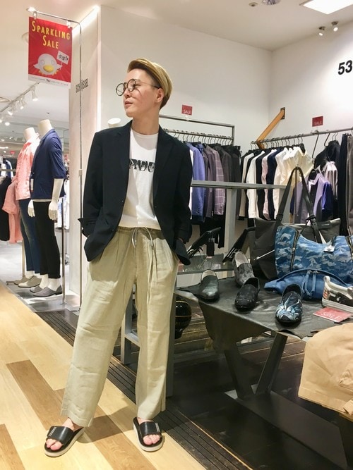 5351POUR LES HOMMES 切り替えレイヤードパンツ 黒/UW174 5351 POUR LES HOMMES パンツ NORTHERN LINEN製品染めワイド