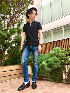 「5351 POUR LES HOMMES（ゴーサンゴーイチプールオム）のアイテム（帽子）」を使った、大澤 拓也さん（メンズ・165cm）の夏コーディネート