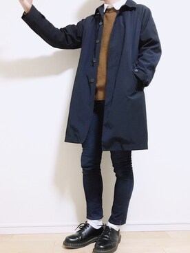 「kutir」｜「アイテム（ステンカラーコート）」を使った、とうや【相互フォロー希望】さん（メンズ・173cm）の冬コーディネート