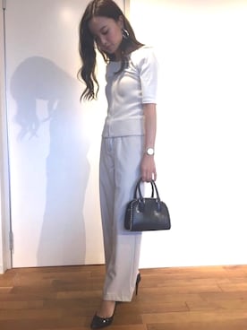 「RANDA（ランダ）のボールチェーンミニボストンバッグ（ボストンバッグ）」を使った、YukinoAminakaさん（レディース・158cm）の秋コーディネート