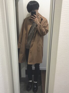 「niko and...（ニコアンド）のアイテム（ステンカラーコート）」を使った、iさん（メンズ・176cm）の秋コーディネート