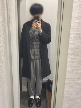 「niko and...（ニコアンド）のアイテム（チェスターコート）」を使った、iさん（メンズ・176cm）の冬コーディネート