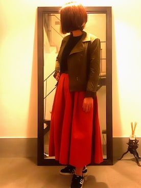 「平成最後のWEARISTAセンバツ」｜「アイテム（ライダースジャケット）」を使った、kemoさん（レディース・156cm）の春コーディネート