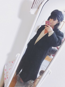 「ピンクシャツ」｜「アイテム（チェスターコート）」を使った、@achanさん（レディース・157cm）の冬コーディネート