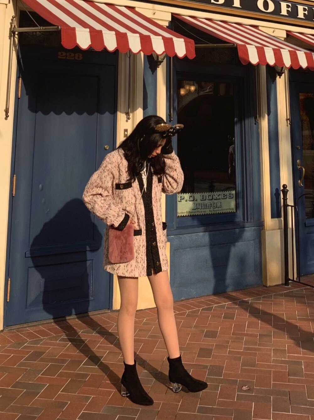 「オトナカジュアル、おしゃれさんと繋がりたい、ブーツ、秋冬コーデ、着回しコーデ、sisterjane、ZARA、ザラジョ、プチプラコーデ、ディズニーコーデ」｜「Sister Janeのアイテム（ジャケット/アウター、ピンク系）」を使った、ringoさん（レディース・156cm）の秋コーディネートの1枚目の写真