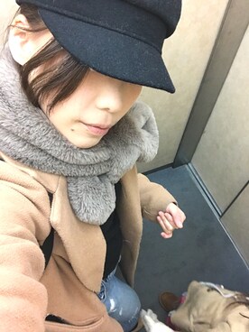 「UNITED ARROWS（ユナイテッドアローズ）のアイテム（キャスケット）」を使った、ちびさおさん（レディース・149cm）の冬コーディネート
