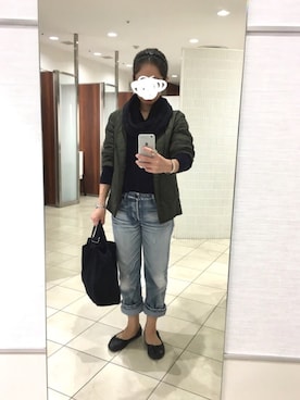 「カシミヤ」｜「アイテム（ミリタリージャケット）」を使った、はむさん（レディース・158cm）の秋コーディネート