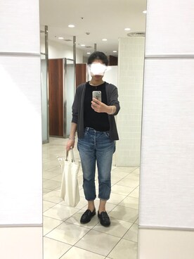 「UNIQLO（ユニクロ）のUVカットリブノースリーブセーター（ニット/セーター）」を使った、はむさん（レディース・158cm）の夏コーディネート