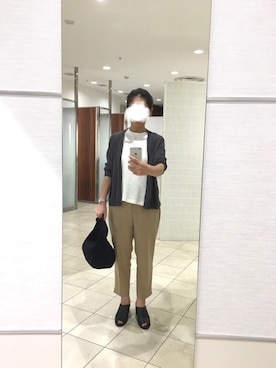 「ワッフルスリーブレスt」｜はむさん（レディース・158cm）の夏コーディネート