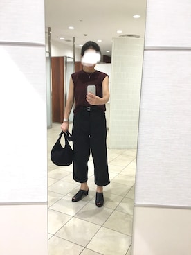 「ワッフルスリーブレスt」｜はむさん（レディース・158cm）の夏コーディネート