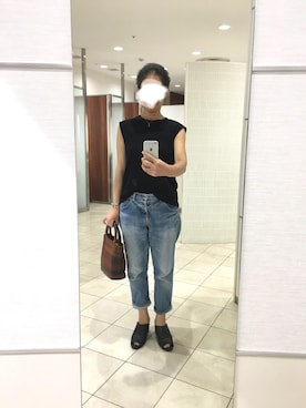 「ワッフルスリーブレスt」｜はむさん（レディース・158cm）の秋コーディネート