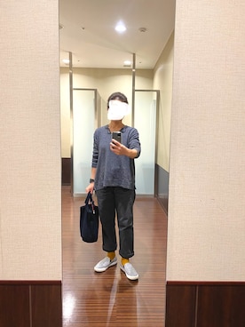 「マスタード」｜「アイテム（スリッポン）」を使った、はむさん（レディース・158cm）の冬コーディネート