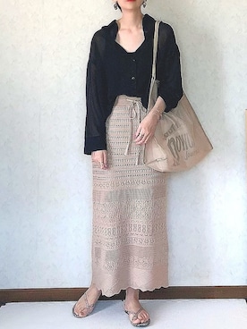 「透かし編みニット」｜ybtnさん（レディース・159cm）の春コーディネート