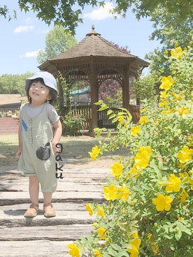 「bobochoses」｜「アイテム（オールインワン・サロペット）」を使った、g a k u p i  さん（キッズ・90cm）の夏コーディネート