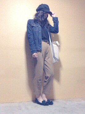 「Honeys」｜「アイテム（デニムジャケット）」を使った、macoyan.さん（レディース・165cm）の冬コーディネート