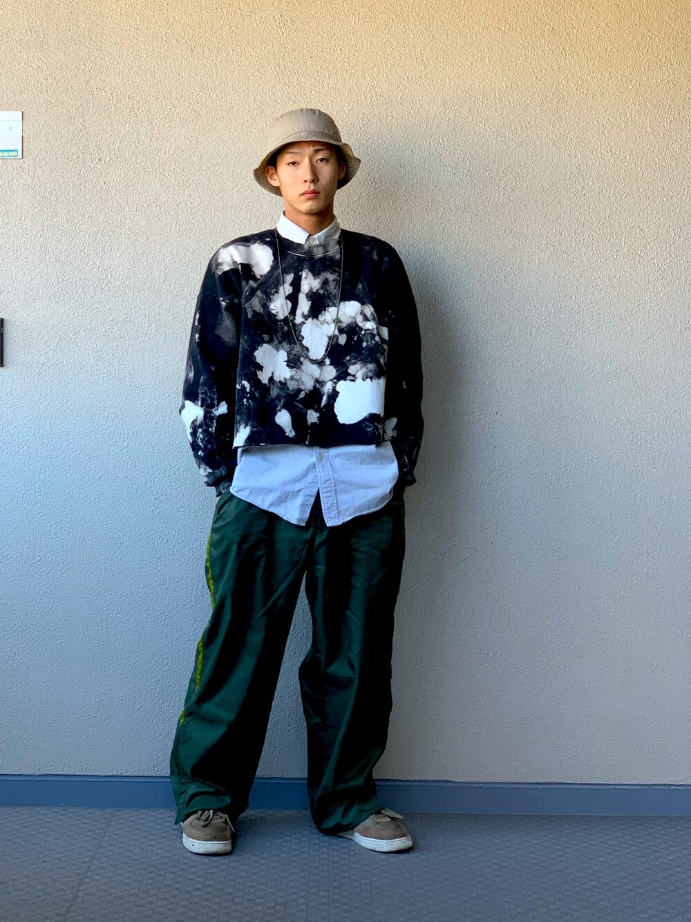 「VINTAGE、street、Ralph Lauren、NIKE、古着MIX、古着コーデ、リメイク、ポロラルフローレン、ナイキ」｜「POLO RALPH LAURENのアイテム（シャツ/ブラウス、その他）」を使った、ツバキさん（メンズ・180cm）の秋コーディネートの1枚目の写真
