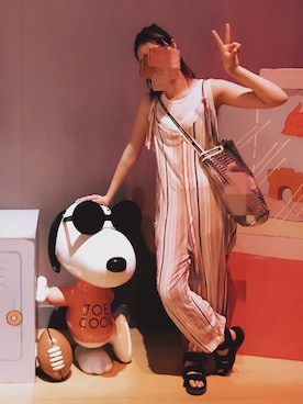 「ノースリーブニット」｜「アイテム（オールインワン・サロペット）」を使った、YURIKAさん（レディース・168cm）の夏コーディネート