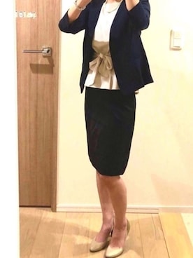 「NATURAL BEAUTY BASIC（ナチュラルビューティーベーシック）のアイテム（ノーカラージャケット）」を使った、M.Oさん（レディース・154cm）の春コーディネート