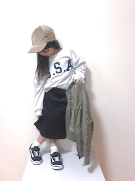 「SEVENDAYS=SUNDAY（セブンデイズサンデイ）のアイテム（スカート）」を使った、𝚏𝚞𝚞*さん（キッズ・100cm）の春コーディネート