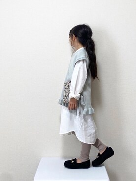 「秋のマイ旬スタイル」｜「アイテム（モカシン/デッキシューズ）」を使った、𝚏𝚞𝚞*さん（キッズ・110cm）の秋コーディネート