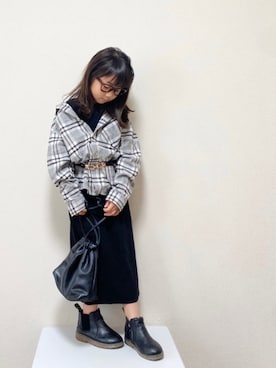 「アイテム（スカート）」を使った、𝚏𝚞𝚞*さん（キッズ・110cm）の秋コーディネート