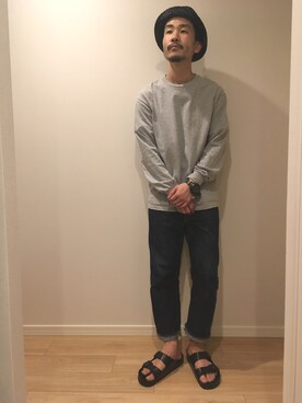 「CIAOPANIC TYPY（チャオパニックティピー）のアイテム（サンダル）」を使った、ハタノさん（メンズ・170cm）の春コーディネート