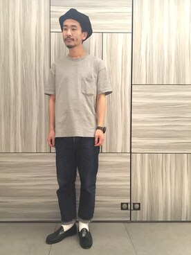 「革靴」｜「アイテム（Tシャツ/カットソー）」を使った、ハタノさん（メンズ・170cm）の夏コーディネート