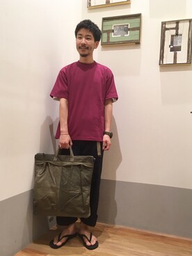 「LA ROCCA（ラロッカ）のアイテム（バッグ）」を使った、ハタノさん（メンズ・170cm）の夏コーディネート