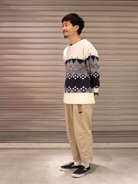 「CIAOPANIC TYPY」｜「アイテム（スリッポン）」を使った、ハタノさん（メンズ・170cm）の秋コーディネート