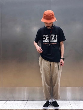 「CIAOPANIC TYPY」｜「アイテム（スリッポン）」を使った、ハタノさん（メンズ・170cm）の夏コーディネート