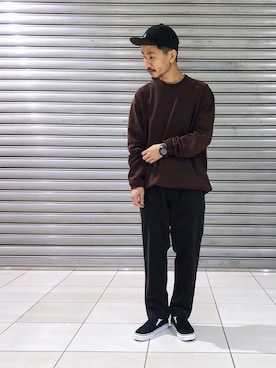 「Gramicci（グラミチ）のアイテム（キャップ）」を使った、ハタノさん（メンズ・170cm）の秋コーディネート