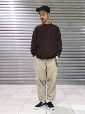 「Gramicci（グラミチ）のアイテム（キャップ）」を使った、ハタノさん（メンズ・170cm）の秋コーディネート