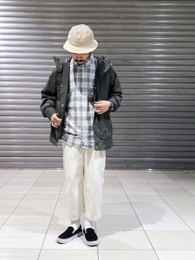 「SON OF THE CHEESE（サノバチーズ）のアイテム（帽子）」を使った、ハタノさん（メンズ・170cm）の冬コーディネート