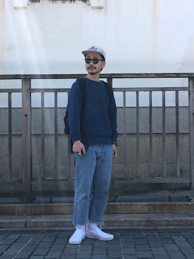 「スウエット」｜「アイテム（スリッポン）」を使った、ハタノさん（メンズ・170cm）の春コーディネート