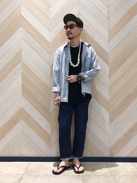 「Gramicci（グラミチ）のアイテム（キャップ）」を使った、ハタノさん（メンズ・170cm）の春コーディネート