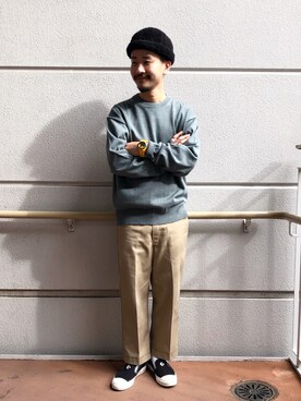 「アイテム（スリッポン）」を使った、ハタノさん（メンズ・170cm・20代）の冬コーディネート