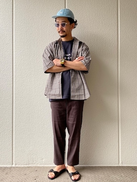 「LOGOS（ロゴス）のアイテム（キャップ）」を使った、ハタノさん（メンズ・170cm）の夏コーディネート