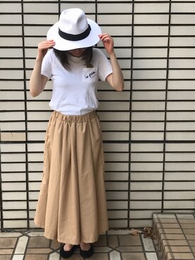 「リエディ」｜「アイテム（帽子）」を使った、younaさん（レディース・154cm）の夏コーディネート