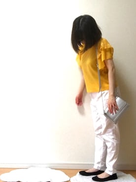 「マスタードイエロー」｜younaさん（レディース・154cm）の夏コーディネート