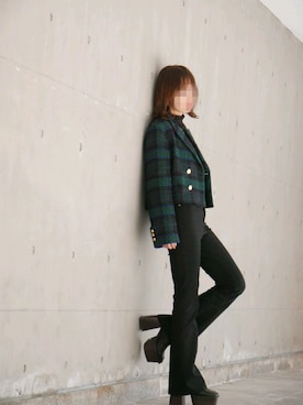 「ショート丈ジャケット」｜Seriさん（レディース・156cm）の冬コーディネート