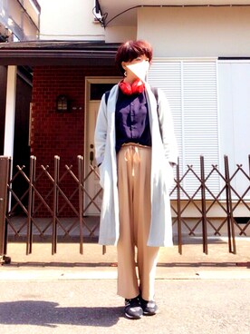 「アイテム（音楽/本・雑誌、レッド系）」を使った、ntk!さん（レディース・167cm）の春コーディネート