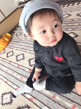 「NET（ネット）のアイテム（帽子）」を使った、たけぞさん（キッズ・80cm）の春コーディネート