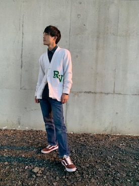 「レタードカーディガン」｜nickyyyyyさん（メンズ・174cm）の秋コーディネート