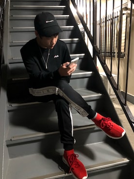 「FILA（フィラ）のアイテム（スウェット）」を使った、りうさん（メンズ・170cm）の春コーディネート