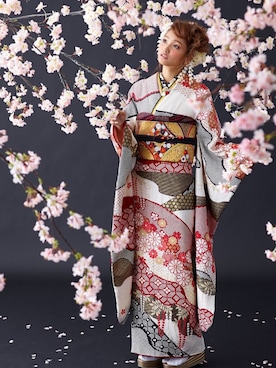 「成人式」｜「アイテム（その他）」を使った、びわ桜さん（レディース・165cm）の春コーディネート